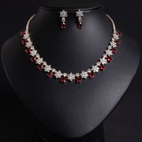 Set Perhiasan Kalung Anting Berlapis Emas Grosir dengan Zircon AAA untuk Wanita, Hadiah Pernikahan, Pertunangan, dan Pesta
