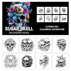 Livre de coloriage de crânes en sucre pour adultes et enfants, 24 motifs inspirés du Jour des Morts, motifs faciles pour la relaxation et le soulagement du stress - Product Image 2