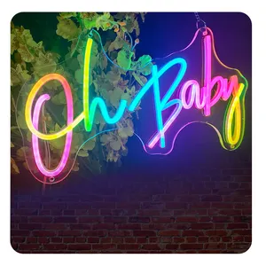 2022 best selling customized outdoor waterproof wedding party indoor happy birthday oh baby led neon sign