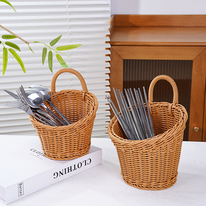 Round PP Rattan Hanging <strong>Wall</strong> Basket Nested Set <strong>Wicker</strong> Storage Caddy Knife Wedding Decoration &amp; Supplies Paintings and <strong>Wall</strong> <strong>Arts</strong> - Product Image 2