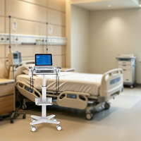 Chariot médical professionnel moderne en alliage d'aluminium pour équipement d'hôpital et de clinique, chariot mobile pour échographe avec deux supports pour sondes