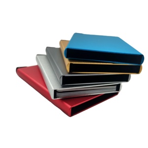 Custom Logo Slim Metal RFID Aluminum Box Auto Credit Card Holder Tarjetero Automatic pop-up Card holder