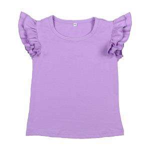 T-shirts pour bébés filles, hauts d'été à volants de couleur unie, style boutique, sans MOQ, prêts à expédier - Product Image 5