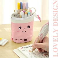 Étui à crayons en toile extensible au design mignon avec plusieurs compartiments - Organisateur de papeterie portable pour étudiants et usage au bureau