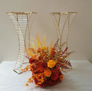 Soporte de Metal para Florero en Forma de Trompeta LANJO, Centro de Mesa de Acrílico y Cristal Dorado, Soporte de Metal Delgado para Flores - Product Image 6