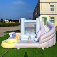 Castillo Inflable Combinado Pastel Bounce con Tobogán, Piscina de Pelotas, Casa de Brinco Inflable, Trampolín de PVC, Certificado CE, Garantía de 3 Años, Máximo