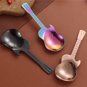 Cuchara creativa con forma de guitarra, cuchara de café de acero inoxidable 304, cuchara para batir, cuchara para barra musical, cuchara para postre - Product Image 4