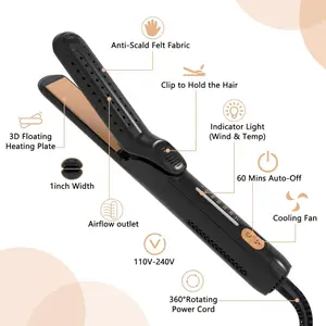 3D floating titanium plate cool air stereotypes curl straighten dual purpose crimping iron 360 cold Airflow Styler air flat iron