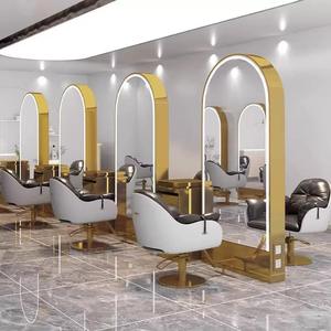 Espejo de Maquillaje Vertical de Doble Cara, Chapado en Oro, de Acero Inoxidable, para Salón de Belleza, Peluquería y Barbería - Product Image 5