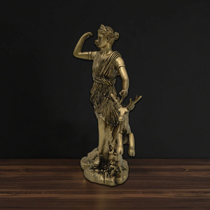 Statue personnalisée de la déesse grecque <span class=keywords><strong>Artemis</strong></span> Diana en résine finition bronze, déesse de la chasse avec figurine de cerf pour la décoration de la maison ou du bureau - Product Image 4