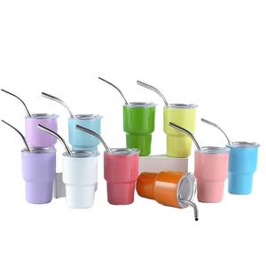 Gobelet isotherme en acier inoxydable de 2 oz, écologique, avec logo personnalisé, couvercle en plastique et paille, isolation thermique 12-24h, design mignon - Product Image 1
