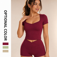 Vêtements de sport pour femmes avec logo personnalisé, ensembles de hauts et de shorts de yoga pour la salle de sport