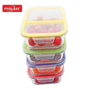 Thủy Tinh Trẻ Em Hộp Ăn Trưa <span class=keywords><strong>2</strong></span> Ngăn Lò Vi Sóng Hộp Đựng Thực Phẩm - Product Image 4