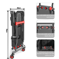 Chariot à main pliable portable à quatre roues en acier, plateforme de transport, outils de shopping, poignée de bagage personnalisable OEM, robuste, capacité 180 kg