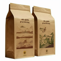 Custom Printed Eco Friendly Recycle Vertical Square Bottom Kraft Paper Coffee Bag Packaging Pouch for Coffee Beans With Valve