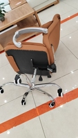 Chaise de bureau moderne en cuir PU à dossier haut, pivotante, avec accoudoirs fixes, réglable en hauteur/inclinable, pour visiteurs et réceptions