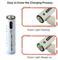 Nouvelles batteries rechargeables de haute qualité AAA AA au lithium-ion 1,5 V avec charge Type-C 180 mAh/300 mAh pour appareil photo et autres utilisations