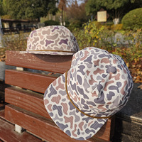 Casquette 5 panneaux en sergé de polyester à visière plate, motif camouflage, avec logo personnalisé, pour la vente en gros aux magasins d'articles de chasse