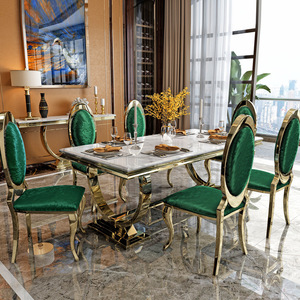 Luxury Stylish <strong>Gold</strong> Dining <strong>Table</strong> Sets with Stainless Steel Dining <strong>Table</strong> and Chair for Dining Room Furniture - Product Image 3