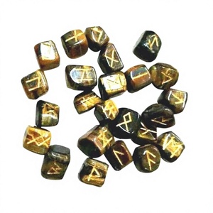 Juego de Runas Futhark de Ágata Negra Talladas a Mano con Piedras Preciosas Pulimentadas y Bolsa de Terciopelo - Metafísico y New Age - Product Image 5