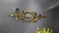 Horloge murale décorative de grande taille 145X65cm, style luxe moderne, créative, grande horloge murale en métal doré