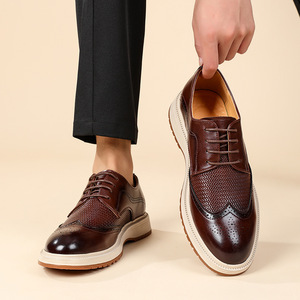 Zapatos de Hombre de Cuero Genuino con Cordones, Estilo Wingtip, Casuales, para Oficina, Bodas y Eventos - Product Image 1
