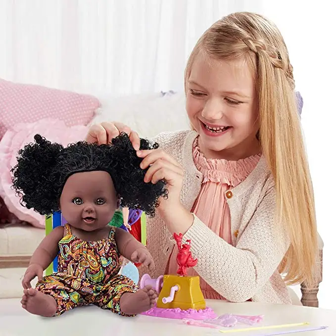Venda por atacado mini boneca preta inflável, brinquedo infantil boneca renascer, decoração de casa, bonecas