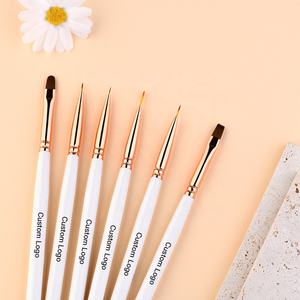 Kit de pinceles para <span class=keywords><strong>uñas</strong></span>, mango de madera blanca y dorada, delineador acrílico 3D japonés de pelo de nailon Popular para redes sociales, <span class=keywords><strong>2022</strong></span> - Product Image 2