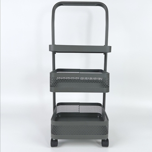 Carrito de Almacenamiento Multiusos con Ruedas Giratorias de Tres Niveles, Estante Doméstico Ajustable, Carrito con Freno de Hierro y Material PP - Product Image 1