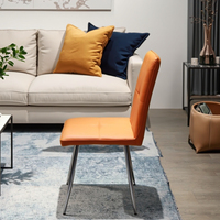 Chaise de salon en PU orange, style moderne, design en grille, dossier confortable, rembourrée, pour salon, chambre à coucher, hôtel