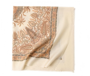 High Quality Custom OEM 80% Wool 20% Silk 70*70cm Scarf Vintage Floral Print Soft Warm <b>Shawl</b> <b>Wrap</b> For Women - Product Image 3