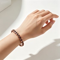 Gelang Tembaga Merah Murni 99,95% Geometris Uniseks yang Dapat Disesuaikan, Pereda Nyeri Arthritis, Gelang Kesehatan Energi, Perhiasan