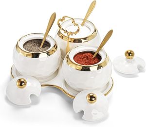 Drop Shipping Ceramic Spice <b>Jar</b> Home Seasoning Box Set Full Set of Light Luxury <b>Kitchen</b> Seasoning Bottle Salt <b>Storage</b> Bottle - Product Image 3