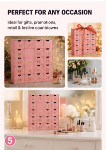 Custom Pink <b>Christmas</b> Advent Calendar <b>Box</b> with Numbered Drawers Gold Foil Logo Printing for Candy Jewelry and Small Gifts - Product Image 2