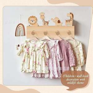 Wooden Cartoon Animal <b>Wall</b> Hook Rack For Kids Room Entryway <b>Hanging</b> <b>Storage</b> Easy Install - Product Image 5
