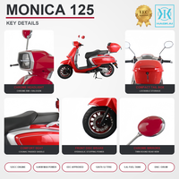 Vente en gros d'usine, scooter à moteur rétro 125cc, refroidissement par air, frein à disque avant, coffre arrière, siège deux places, réservoir de carburant de 5,4 L, EURO 5 EEC