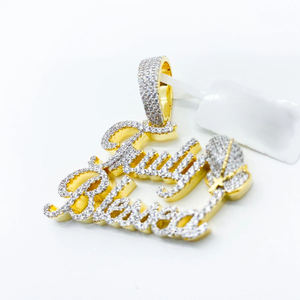 Collier pendentif en zircone cubique pour hommes, bijou avec micro pavé 5A, plaqué or, rhodium et hip hop - Product Image 4