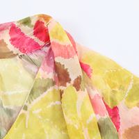 Robes longues en mousseline de soie décontractées à la mode pour femmes, couleur jaune, col montant, imprimé floral, avec ceintures, manches longues