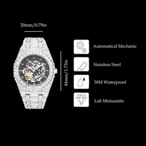 Reloj de Hombre con Diamante Moissanite VVS Premium, Correa de Acero Inoxidable, Movimiento de Cuarzo, Cristal Brillante, Diseño Moderno, Lujo de Alta Gama - Product Image 3