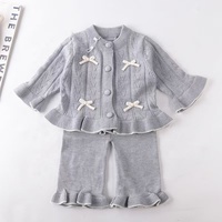 Nouvelle Collection Fêtes de Fin d'Année Automne Hiver – Ensemble Pull Décontracté à Nœud pour Fille, Motif Floral – Tenues d'Hiver pour Bébé Fille – Vêtements de Boutique