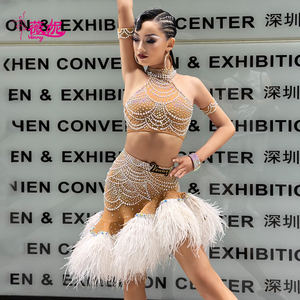 Vennystyle gaun dansa standar nasional anak perempuan, kostum bunga spandeks untuk kinerja Latin usia 14 + latihan dewasa - Product Image 3