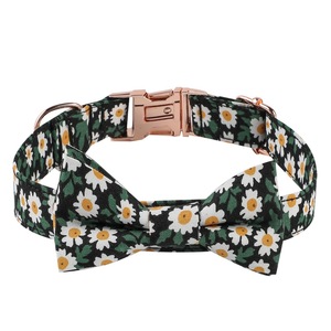 Tanpopo özel Logo köpek tasması ayarlanabilir dayanıklı pamuklu kumaş papyon lüks altın Metal toka Pet yaka malzemeleri - Product Image 5