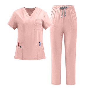 Tenues d'infirmières personnalisées à manches courtes pour femmes, grandes tailles, uniformes de médecins et infirmières tendance, en tissu extensible tissé - Product Image 4