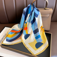 Accessoire de mode Vente en gros Foulard en soie Châle carré plumes 70cm pour femmes