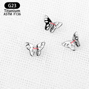 Butterfly Titanium ASTM F136 Hollow Threaded Earrings Lip <b>Studs</b> Ear <b>Cartilage</b> Piercing Jewelry - Product Image 3