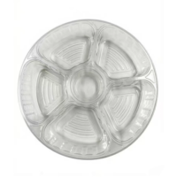 Boîte d'emballage ronde pour fruits frais à 6 compartiments, conteneur en plastique de haute qualité pour fruits coupés frais avec couvercle transparent
