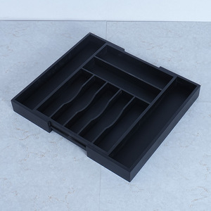 Black Rectangular Cutlery Drawer Organizer With Dividers <b>Storage</b> <b>Box</b> For <b>Kitchen</b> Tableware Tidy Eco Friendly - Product Image 3