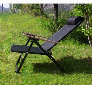 <span class=keywords><strong>Chaise</strong></span> de camping pliante en aluminium pour l'extérieur, inclinable à cinq positions, portable, pour plage, pique-nique, sieste, avec assise surélevée et élargie - Product Image 1