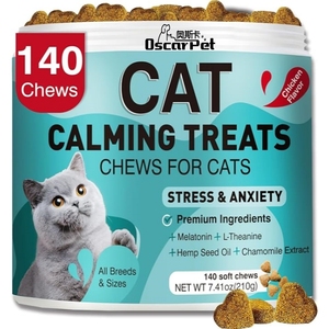 Golosinas Calmantes para Gatos, Masticables Calmantes para Gatos, Golosinas para Viajes, Alojamiento, Cuidado Temporal, Visitas al Veterinario, Alivian la Ansiedad, Previenen Mordeduras - Product Image 1