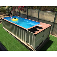 Grand conteneur d'expédition de 20 pieds 40 pieds piscine fenêtre en verre extérieur hors sol piscine familiale piscines en bois coquille natation